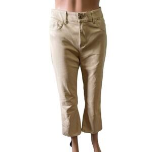 Zara Buttery Soft Vegan Leather Cropped Pants Beige 6 Sustainable